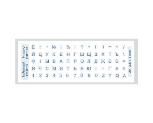 Наклейка на клавіатуру BestKey mini Pro 3,5х3мм, прозора основа, 70, синій (BKmPRO/BluTr/052)