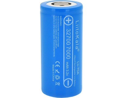 Акумулятор 32700 LiFePO4, 7000mah (6500-7000mah, 30A, 3.2V (2.5-3.65V), Blue, PVC Liitokala (32700 / Lii-70A)