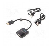 Перехідник HDMI M to VGA F + Micro USB F + 3.5mm F 0.15m black Vention (42161)
