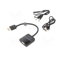 Перехідник HDMI M to VGA F + Micro USB F + 3.5mm F 0.15m black Vention (42161)
