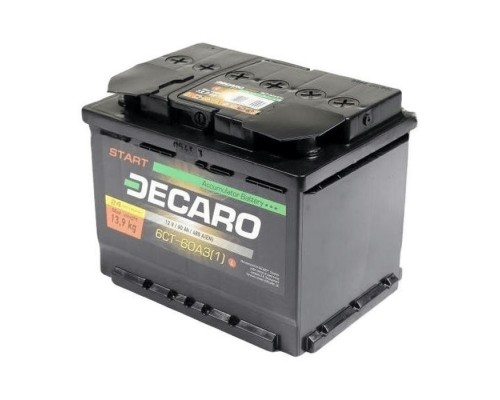Акумулятор автомобільний DECARO 60Ah-12v START L,EN480 (6СТ-60 АЗ (1) S)