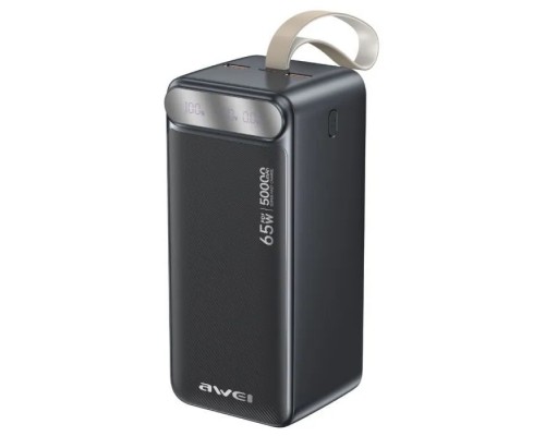 Батарея універсальна AWEI 50000mAh PA-81 65W PD 2xUSB-A/USB-C black (6954284029551)