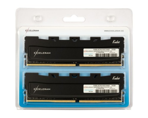 Модуль пам'яті для комп'ютера DDR4 16GB (2x8GB) 3200 MHz Kudos Black eXceleram (EKBLACK4163216AD)