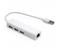 Концентратор Vinga 3xUSB2.0 + RJ45 100Mbps (VCP2H3USB2LANWH)