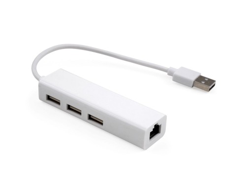 Концентратор Vinga 3xUSB2.0 + RJ45 100Mbps (VCP2H3USB2LANWH)