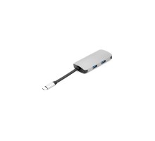 Концентратор PowerPlant Type-C - HDMI 4K, USB 3.0, USB Type-C, RJ45 (CA911691)