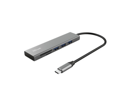 Концентратор Trust HALYX FAST 3USB+CARD READER USB-C ALUMINIUM (24191_TRUST)