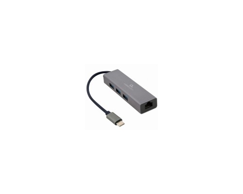 Концентратор Cablexpert Type-С to Gigabit Ethernet, 3 Ports USB 3.1 Gen1 (5 Gbps) (A-CMU3-LAN-01)