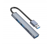 Концентратор Orico USB-A to USB3.0, 2xUSB2.0, TF (AH-A12F-GY-BP) (CA913770)