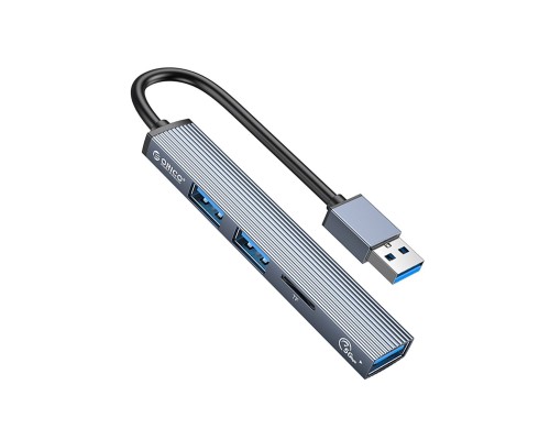 Концентратор Orico USB-A to USB3.0, 2xUSB2.0, TF (AH-A12F-GY-BP) (CA913770)