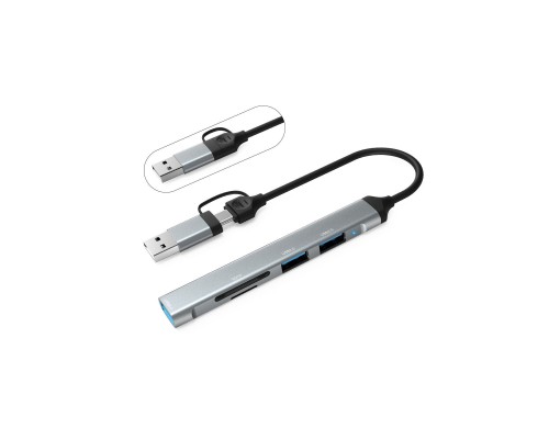 Концентратор Dynamode 5-in-1 USB Type-C/Type-A to 1хUSB3.0, 2xUSB 2.0, card-reader SD/MicroSD (DM-UH-514)