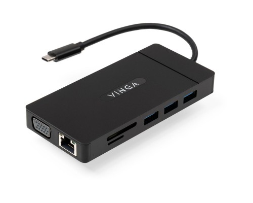 Концентратор Vinga USB-C 3.1 to VGA+HDMI+RJ45+3xUSB3.0+USB2.0+SD/TF+PD100W+Audio (VHYC10)