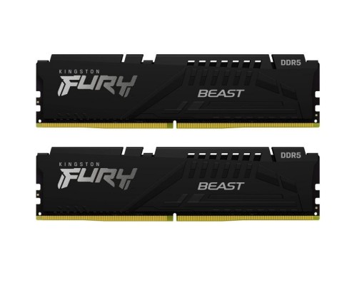 Модуль пам'яті для комп'ютера DDR5 16GB (2x8GB) 5200 MHz FURY Beast Black Kingston Fury (ex.HyperX) (KF552C40BBK2-16)