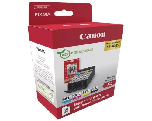 Картридж Canon CLI-581 Multipack XL BK,C,M,Y*8.3ml + Photopaper 50 sheet (2052C006)