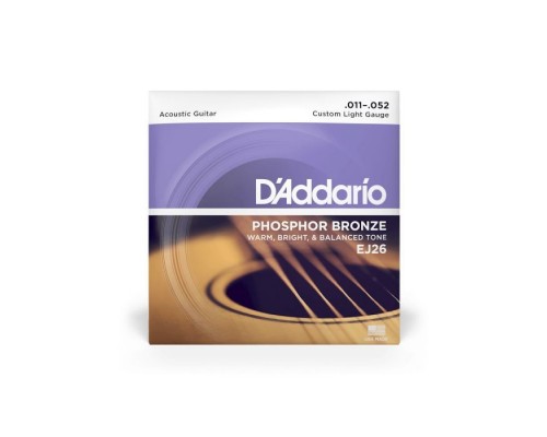 Струни для гітари D'Addario Phosphor Bronze Custom Light (11-52) (EJ26)