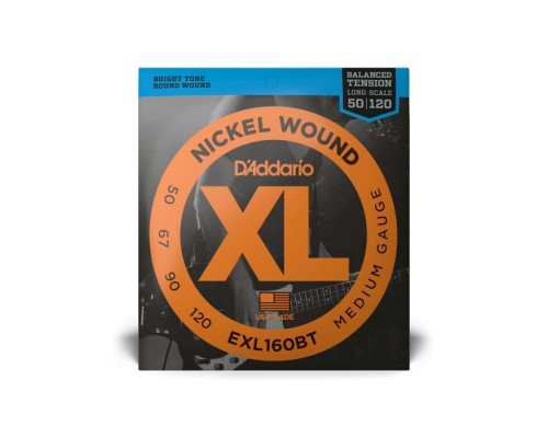 Струни для гітари D'Addario XL Nickel Wound Balanced Tension Bass Medium (50-120) (EXL160BT)