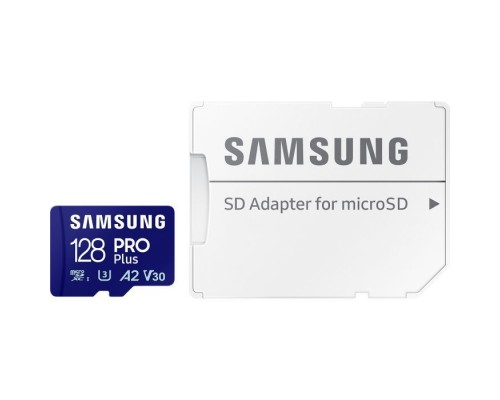 Карта пам'яті Samsung 128 GB microSDXC Pro Plus UHS-I U3 V30 A2 Class 10 + SD-adapter (MB-MD128SA/EU)