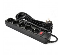 Мережевий фільтр живлення Patron 10 m3*1mm2 (SP-10510) 5 розеток BLACK (EXT-PN-SP-16510)