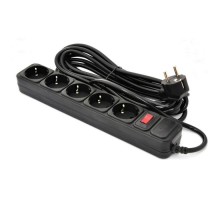 Мережевий фільтр живлення Patron 10 m3*1mm2 (SP-10510) 5 розеток BLACK (EXT-PN-SP-16510)