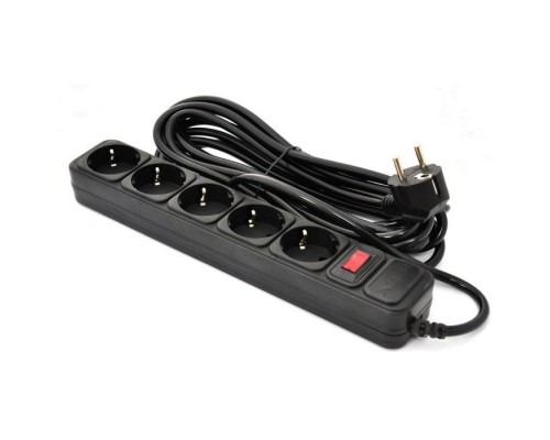 Мережевий фільтр живлення Patron 10 m3*1mm2 (SP-10510) 5 розеток BLACK (EXT-PN-SP-16510)