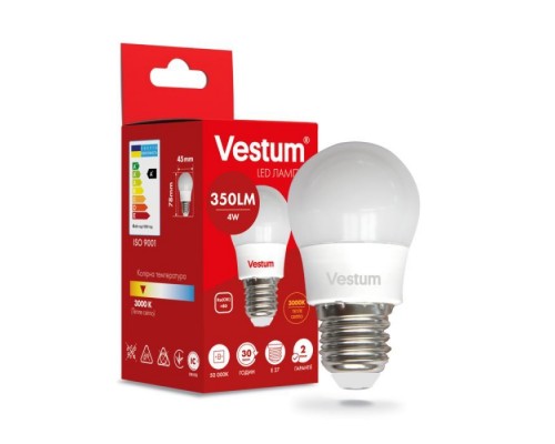 Лампочка Vestum LED G45 4W 3000K 220V E27 (1-VS-1206)