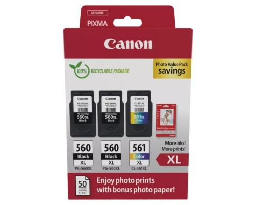 Картридж Canon PG-560/CL-561 XL 2xBK+Color, + Photo Paper, Value Pack (3712C012)