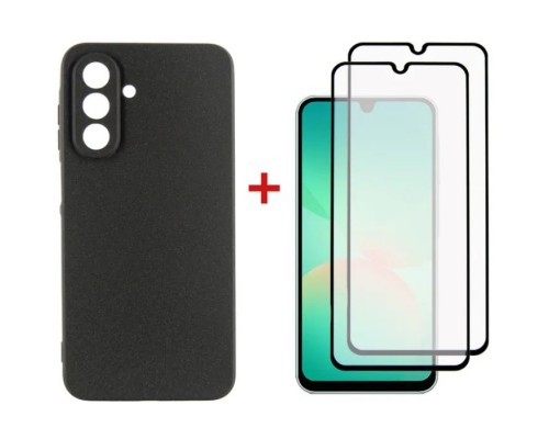 Чохол до мобільного телефона Dengos Kit Samsung Galaxy A26 Carbon + 2 pcs glass (Black) (DG-CTG2P-08)