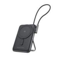 Батарея універсальна Choetech Magnetic Wireless 10000mAh 20W, PD, Qi-15W, USB-C In/Out, build-in cabel, Black (B735-CCBK)