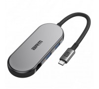 Концентратор Armorstandart USB-C to HDMI 4K, RJ45, PD, 2USB, SD, microSD Grey (ARM69365)