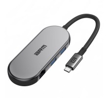 Концентратор Armorstandart USB-C to HDMI 4K, RJ45, PD, 2USB, SD, microSD Grey (ARM69365)