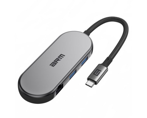 Концентратор Armorstandart USB-C to HDMI 4K, RJ45, PD, 2USB, SD, microSD Grey (ARM69365)