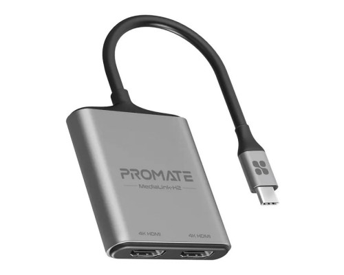Перехідник USB-C to 2xHDMI 4K Promate (medialink-h2.grey)
