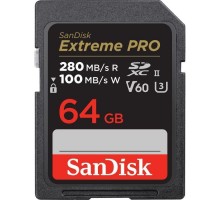 Карта пам'яті SanDisk 64GB SD class 10 UHS-I U3 V60 R280/W100MB/s Extreme PRO (SDSDXEP-064G-GN4IN)