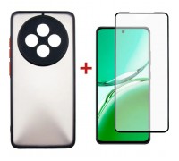 Чохол до мобільного телефона Dengos Oppo Reno12 F 4G Case Matte + Glass (Black) (DG-KM-157)