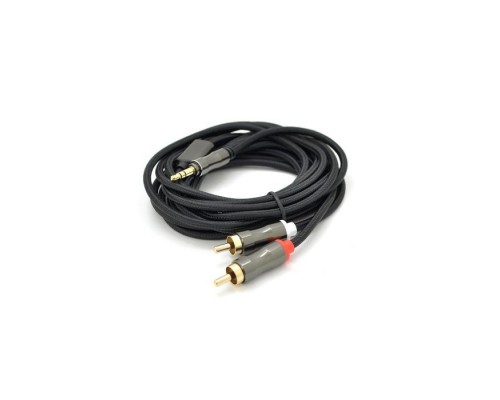 Кабель мультимедійний 3.5mm M to 2xRCA M 5.0m black VEGGIEG (YT-AR2-5)