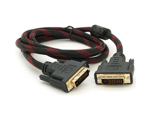 Кабель мультимедійний DVI M to DVI M 1.5m 24+1pin black/red Merlion (YT-DVI(M)/(M)NY/RD-1.5m)