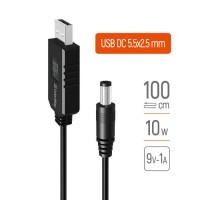 Кабель живлення USB to DC 5.5x2.5mm 9V 1.0m black ColorWay (CW-CBUD066-BK)