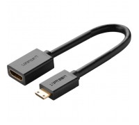 Перехідник Mini HDMI M to HDMI F 0.22m black Ugreen (20137)