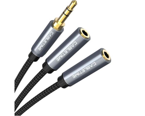 Кабель мультимедійний 3.5mm M to 2x3.5mm F 0.2m Cabletime (CA915248)