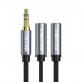 Кабель мультимедійний 3.5mm M to 2x3.5mm F 0.2m Cabletime (CA915248)