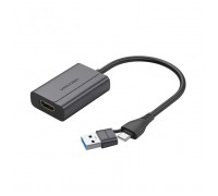 Перехідник USB-C + USB-A to HDMI M 0.15m gray Vention (ACYHB)