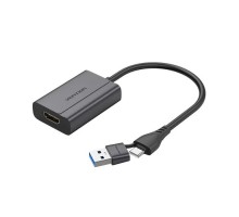 Перехідник USB-C + USB-A to HDMI M 0.15m gray Vention (ACYHB)