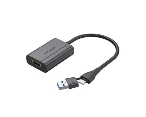 Перехідник USB-C + USB-A to HDMI M 0.15m gray Vention (ACYHB)