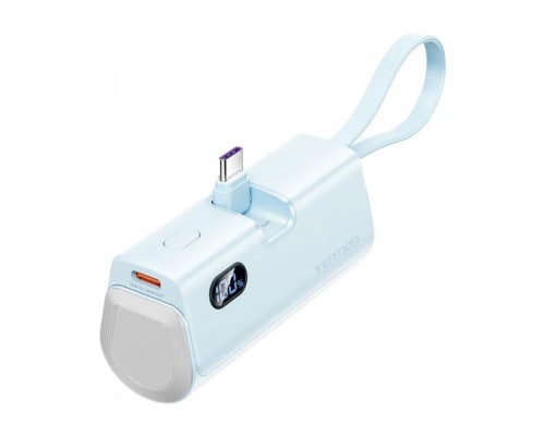 Батарея універсальна Vention 4800mAh 22,5W PD, USB-C In/Out, LED display, with built-in USB-C cable Blue (FHQL0)