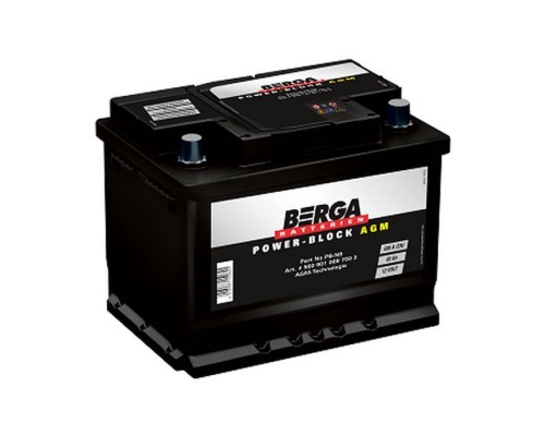 Акумулятор автомобільний Berga Power Block AGM 60Ah Ев (-/+) (680EN) (5609010687502)