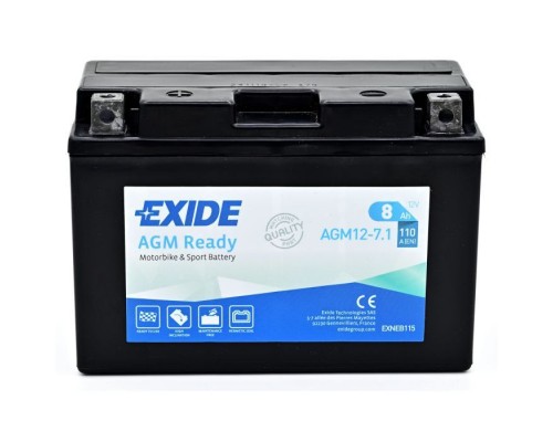 Акумулятор автомобільний EXIDE Мото Ready AGM 8Ah (+/-) (110EN) (AGM12-7.1)