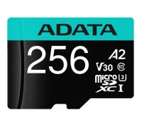 Карта пам'яті ADATA 256GB microSD class 10 UHS-I U3 V30 A2 Premier Pro SD 6.0 (AUSDX256GUI3V30SA2-RA1)