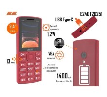 Мобільний телефон 2E E240 2025 Red (794300867219)