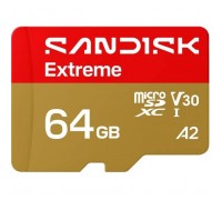 Карта пам'яті SanDisk 64GB microSDXC C10 UHS-I U3 A2 V30 R170/W80MB/s Extreme GO (SDSQXGN-064G-GN6MN)