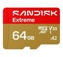 Карта пам'яті SanDisk 64GB microSDXC C10 UHS-I U3 A2 V30 R170/W80MB/s Extreme GO (SDSQXGN-064G-GN6MN)